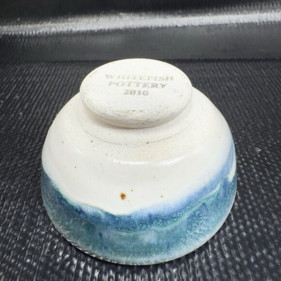 Whitefish Pottery Salt Cellar Dipping Dish Small Bowl Container Hand Made VTG - Picture 2 of 11